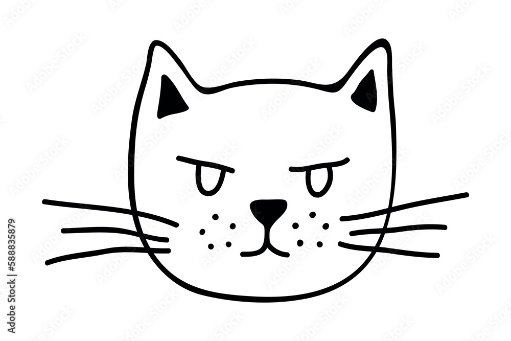 Hand drawn cat muzzle clipart. Cute pet face doodle Hand drawn cat muzzle clipart. Cute pet face doodle