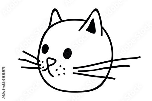 Hand drawn cat muzzle clipart. Cute pet face doodle