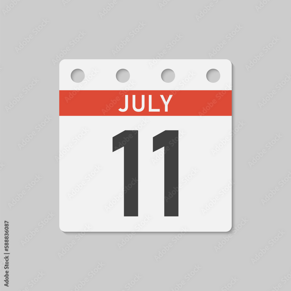 Icon page calendar day - 11 July Icon page calendar day - 11 July