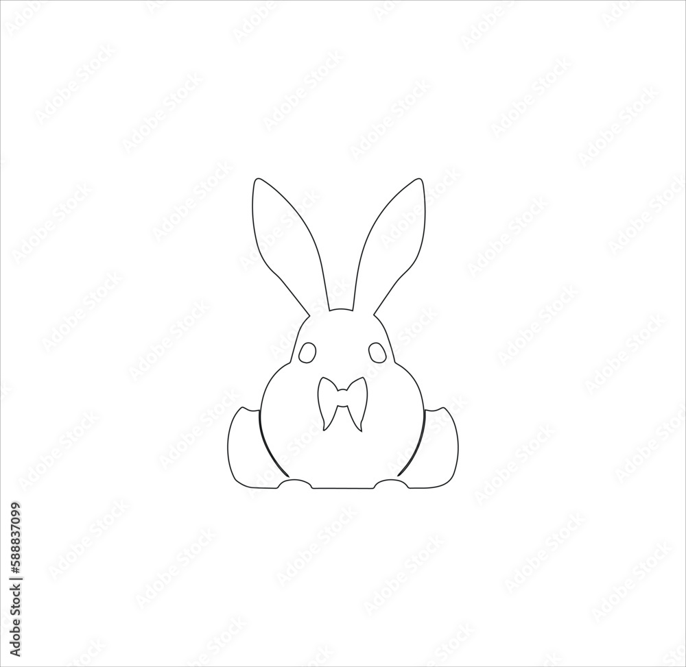 Obraz premium A sitting rabbit vector line art