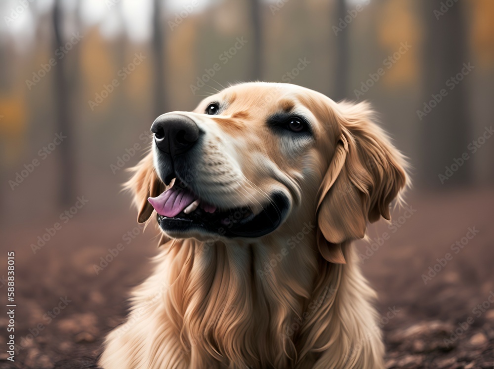 Golden retriever breed dog, hound, hunting dog, mammal, pet, domestic animal - AI generated, generative AI 

