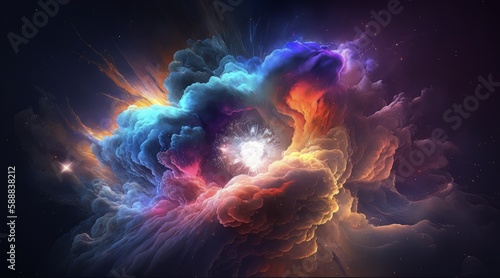 Galactic Color Explosion Background. Generative ai