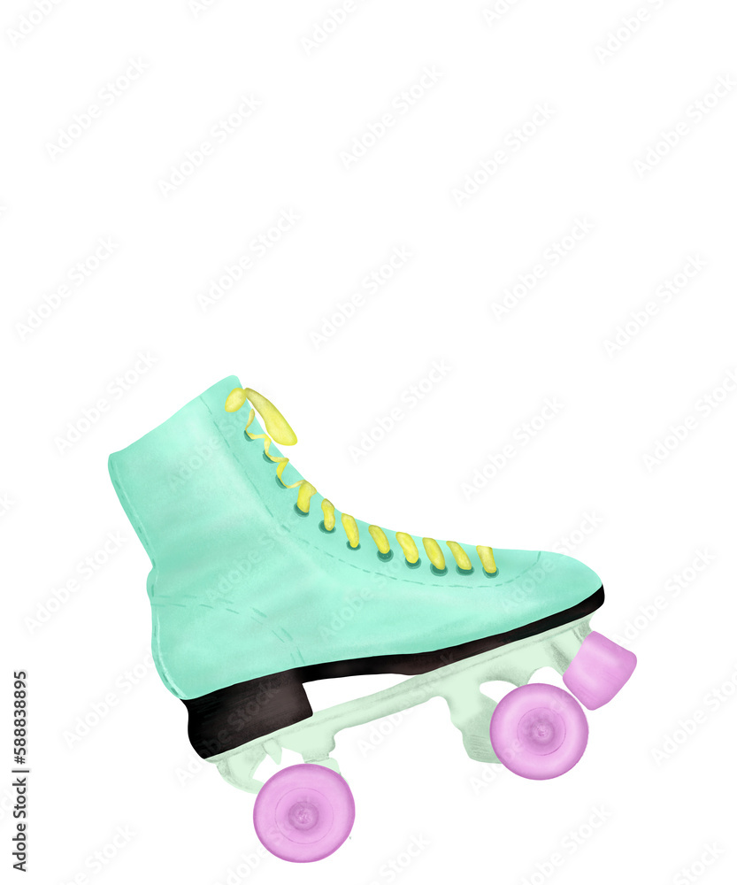 Retro green pastel roller skate | Sticker