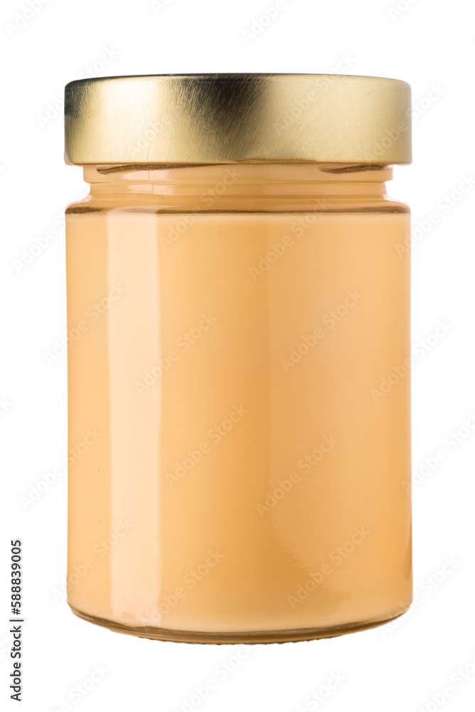 Peanut butter in glass jar isolated Peanut butter in glass jar isolated