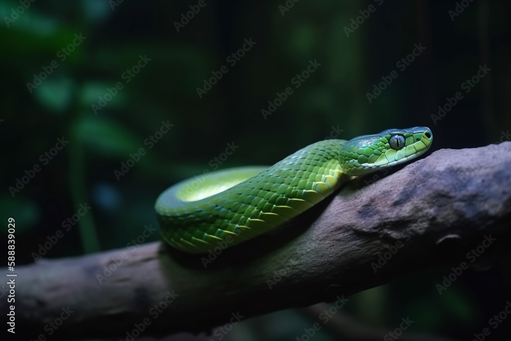 green snake on a branch green snake on a branch