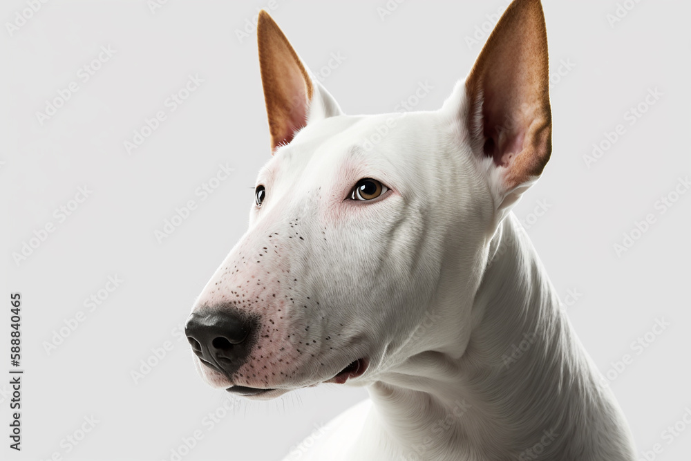 Adorable Bull Terrier on White Background - Celebrating the Playful Personality of this Lovable Breed