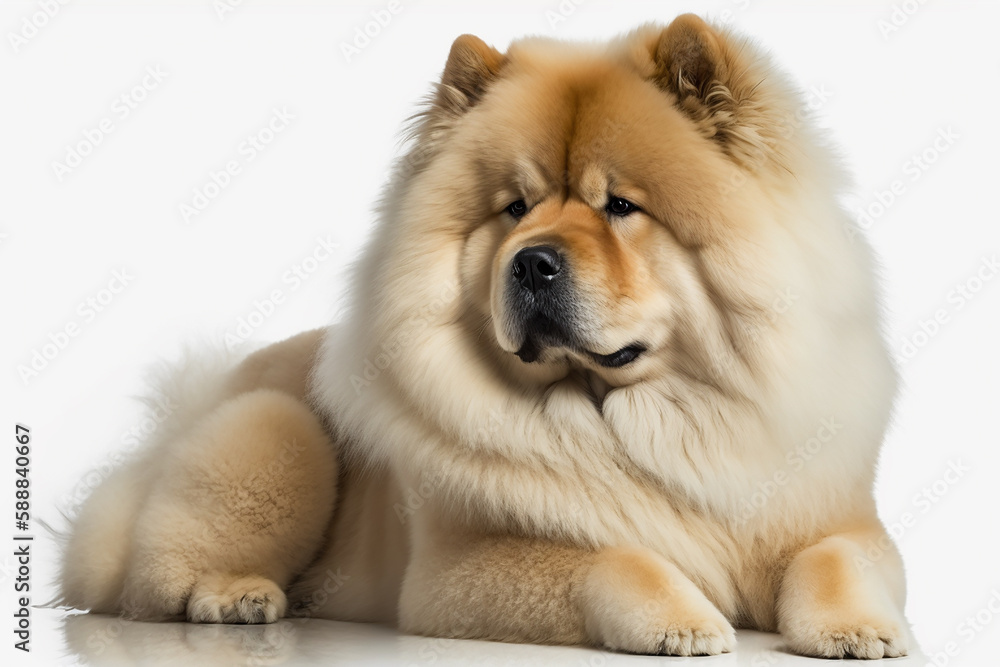 Majestic and Regal: Chow Chow Dog Image on White Background Majestic and Regal: Chow Chow Dog Image on White Background