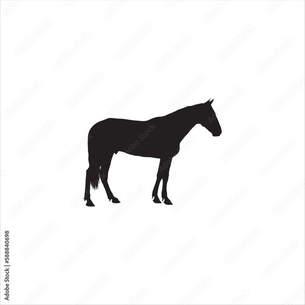 A standing horse silhouette vector art.