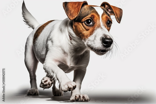 Playful and Loyal Jack Russell Terrier Dog on White Background