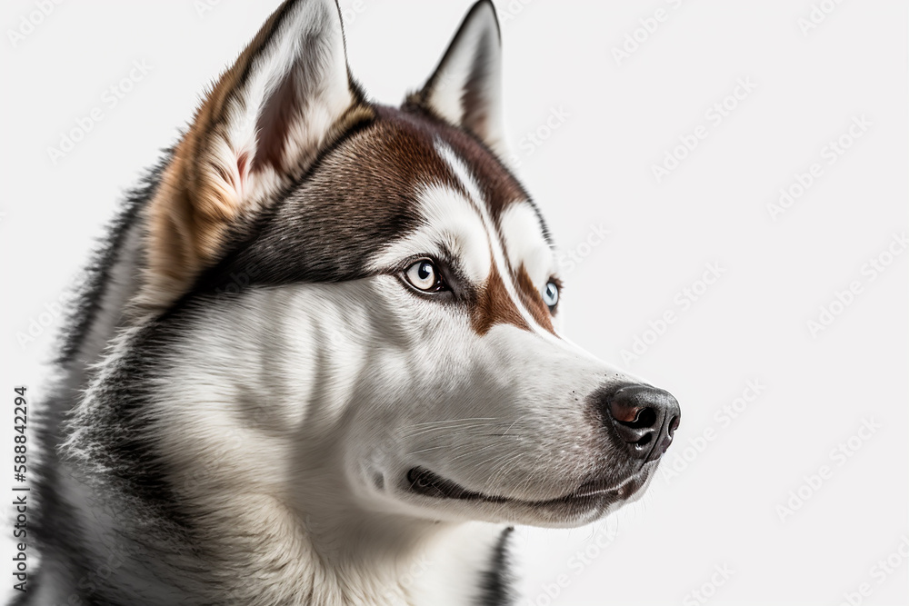 Majestic and Independent: Beautiful Siberian Husky Dog on White Background