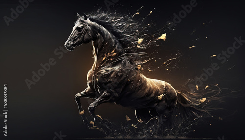 Horse animal abstract wallpaper. Contrast background stallion in vivid colors generative ai