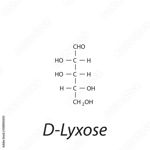 Straight chain form chemical structure of D-Lyxose sugar. Scientific vector illustration on white background.