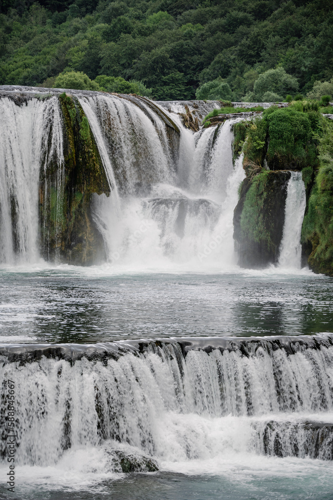 Fototapeta premium Una canyon with waterfalls cascade in Bosnia and Herzegovina