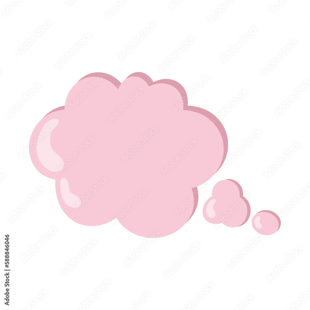 Pink cloud-message. Pop-up message bubbles. Isolated vector message clouds. Cute pink message cloud.