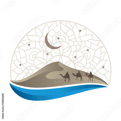 sand dune, desert with mandala
