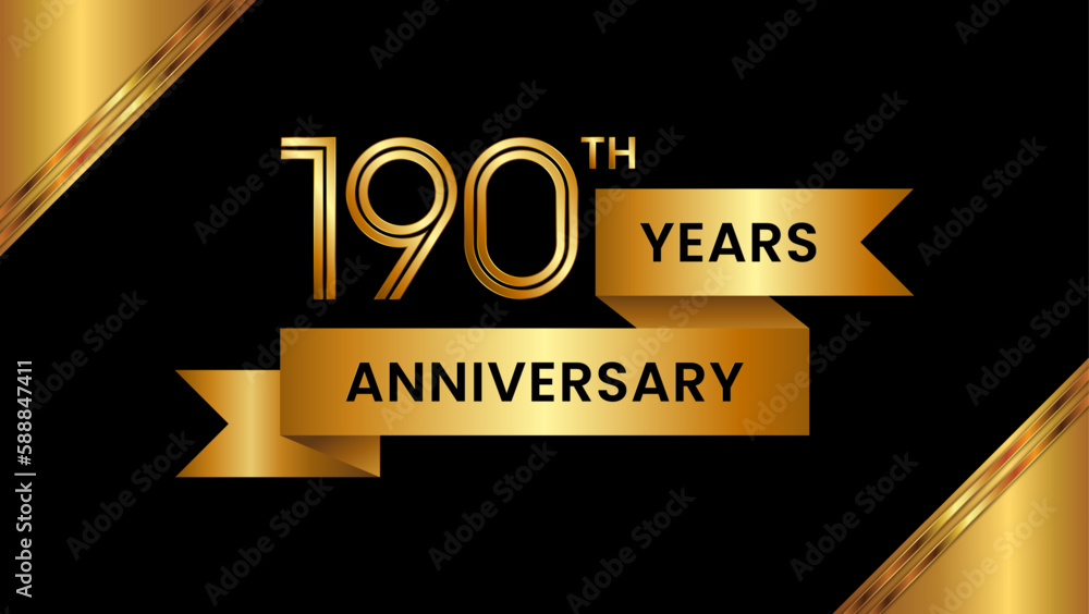 190th Anniversary. Anniversary template design with number and golden ribbon. Logo Vector Template 190th Anniversary. Anniversary template design with number and golden ribbon. Logo Vector Template