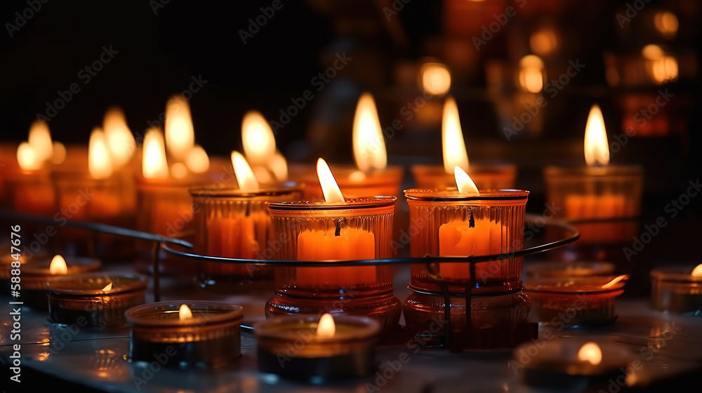Candles in a Christian Orthodox church background. Generative Ai Candles in a Christian Orthodox church background. Generative Ai