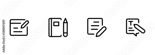 Content writing, Copywriting Related Vector Line Icons. Editable Stroke. Flat vector icon for apps, ui and websites.