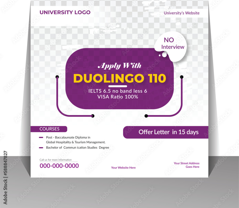 IELTS Duolingo Social Media Poster Design Stock Vector Adobe Stock