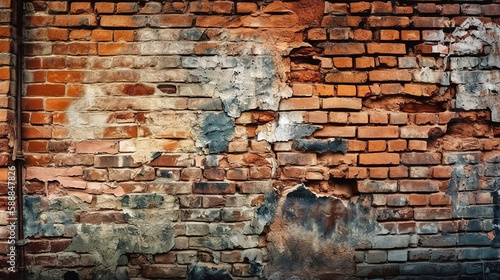 Old brick wall. Brickwork from an old brick in a rustic style. Generative Ai