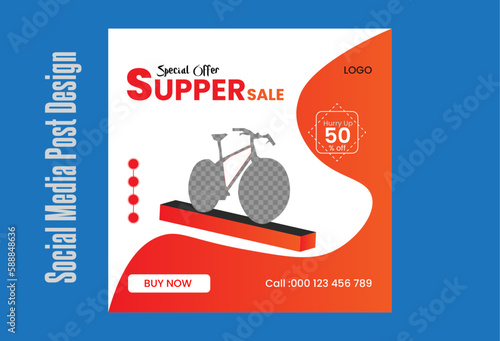 social media post bicycle supper sale design template