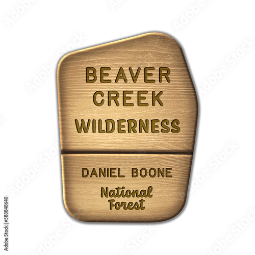 Beaver Creek National Wilderness, Daniel Boone National Forest wood sign illustration on transparent background photo