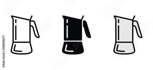 Coffee pot icons. Coffeepot icon in line  flat  and color style. Coffee kettle or teapot sign and symbol. Vector illustration