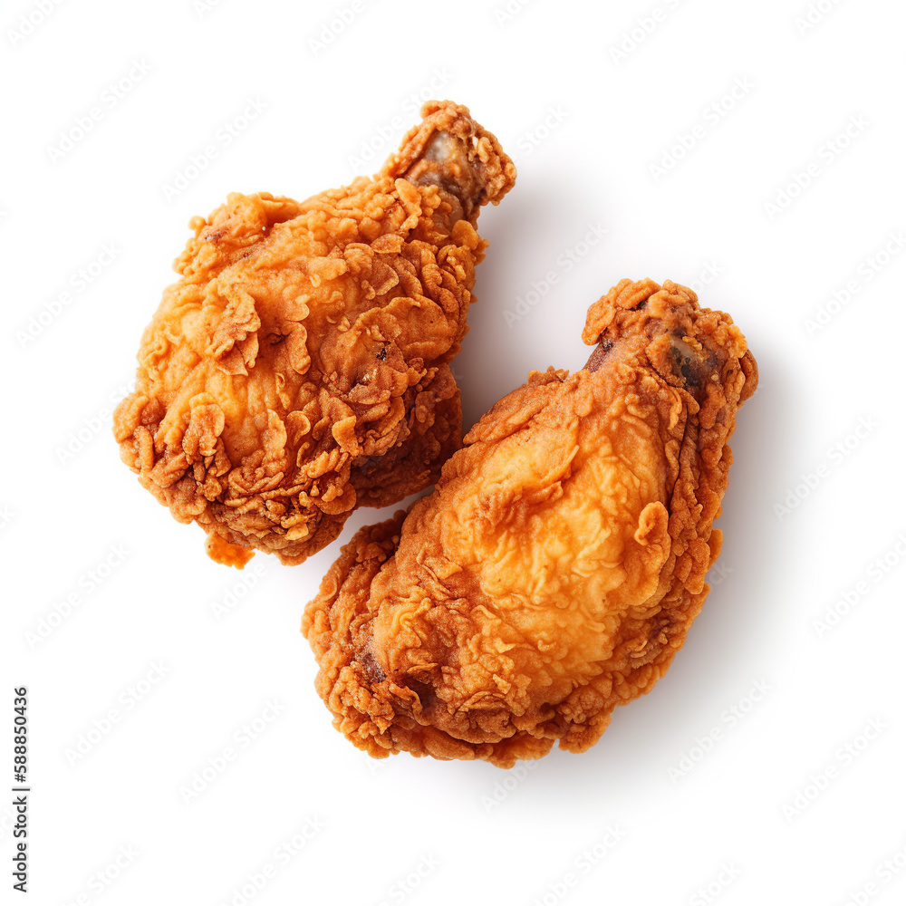 Fried chicken on white background, generative ai Fried chicken on white background, generative ai
