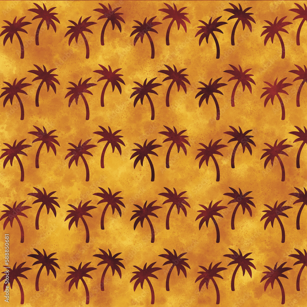 A gold colored background with palm trees on it.