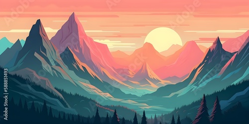 Sunrise in mountains