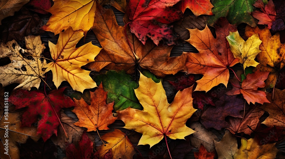 Autumn Leaves. Wallpaper with orange and brown colors. Generative AI