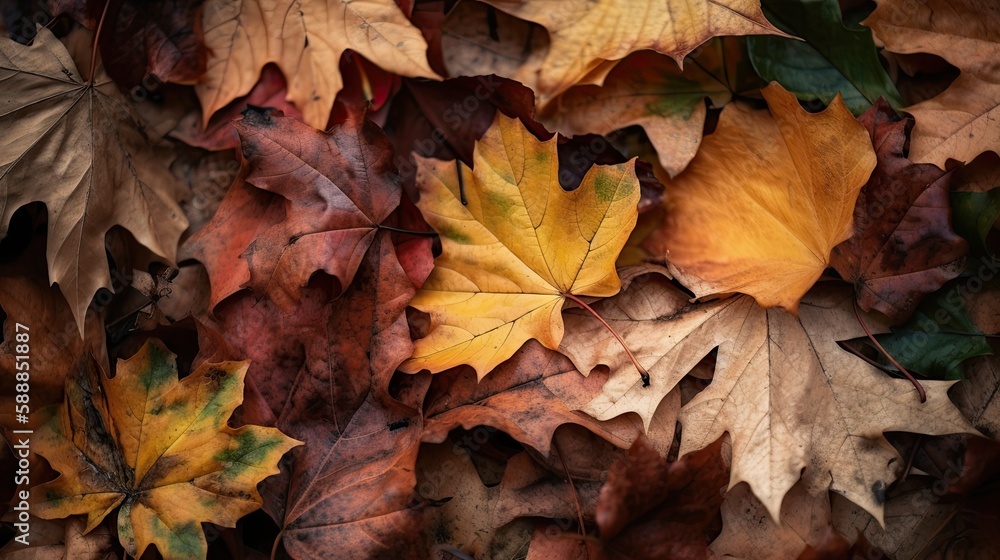 Autumn Leaves. Wallpaper with orange and brown colors. Generative AI