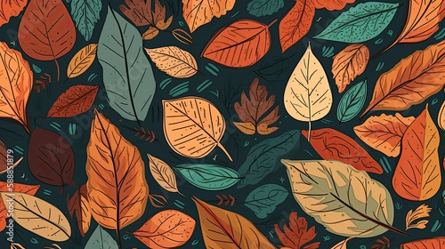 Autumn Leaves. Wallpaper with orange and brown colors. Generative AI