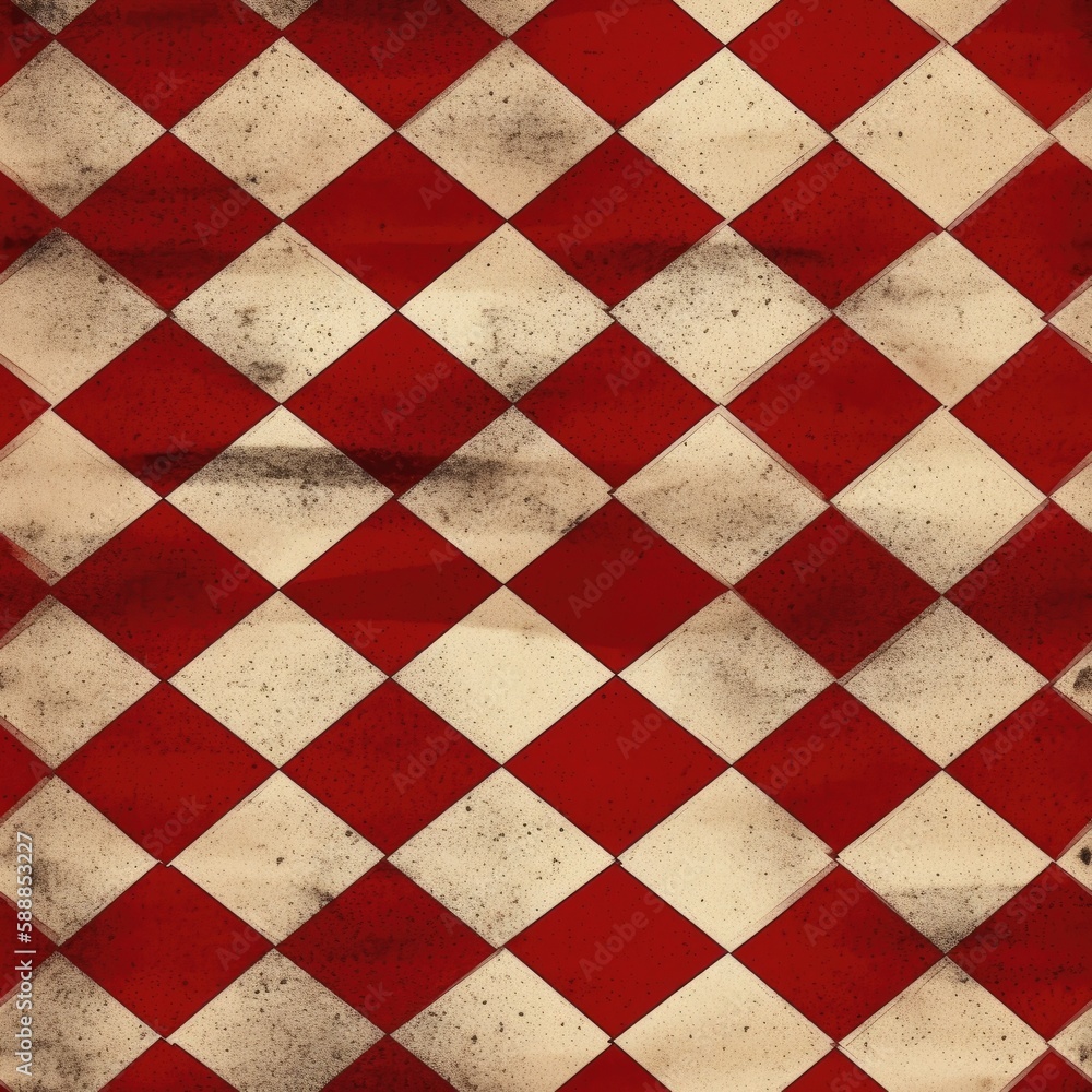 Fototapeta premium Red And White Checkered Pattern On Circus Floor. Infinite, Seamless Backgrounds. Generative AI