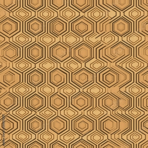 Geometric Pattern With Repeating Hexagon Shape In Tan And Khaki Shades. Infinite, Seamless Backgrounds. Generative AI
