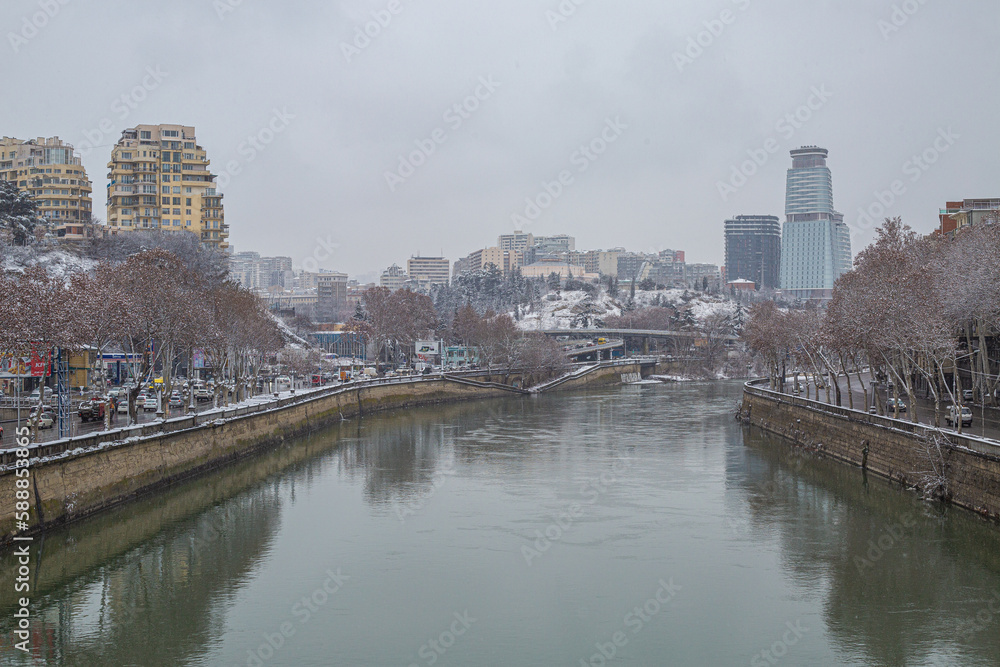 city canal in winter