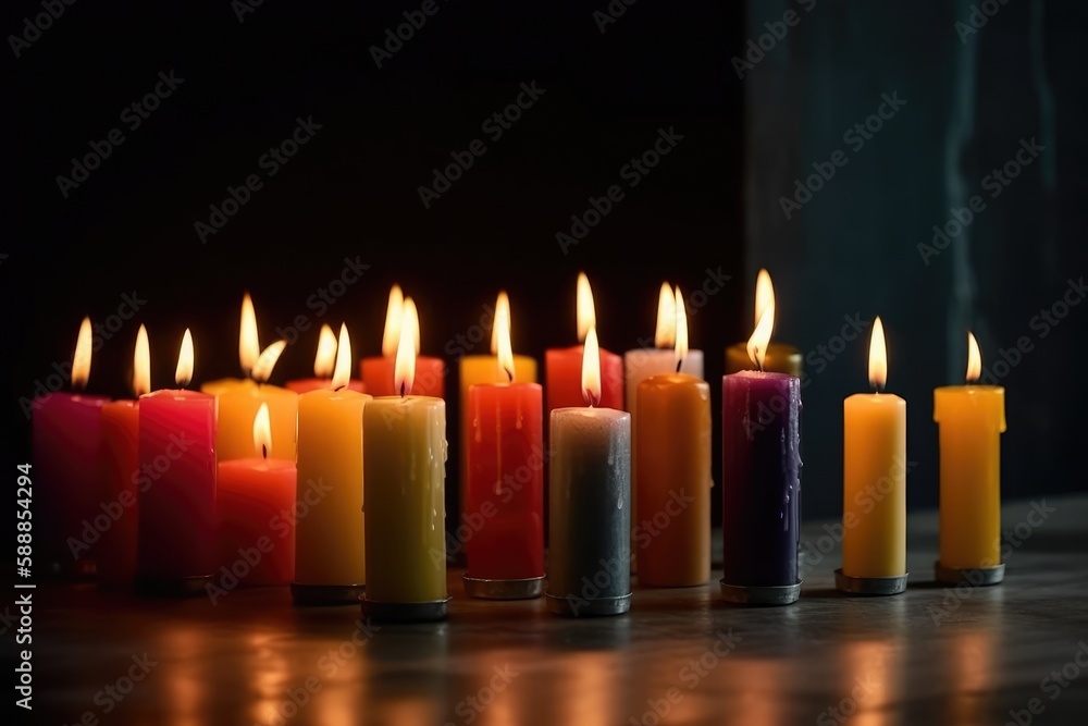 Festive Candles Arranged In Row. Generative AI Festive Candles Arranged In Row. Generative AI