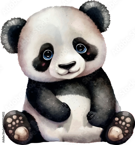 Watercolor cute little panda  graphic 7