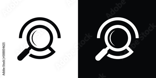 people design and magnifying glass logo abstract icon vector illustration