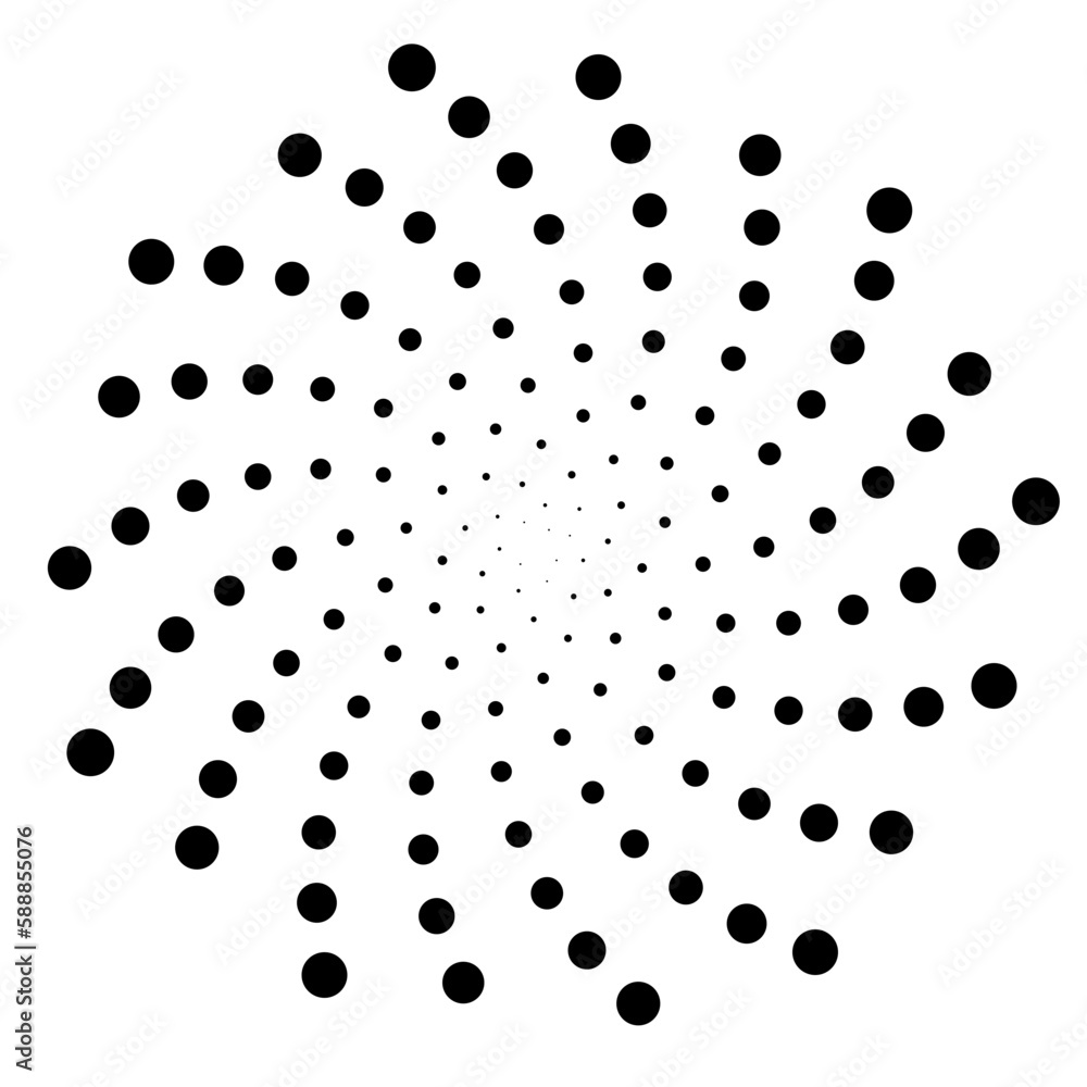 Dotted Fibonacci phyllotaxis spiral patterns in vector. Mathematical morphology - visualization of phyllotaxis spiral types - code of nature - vector concept of mathematical function Cyanotype	