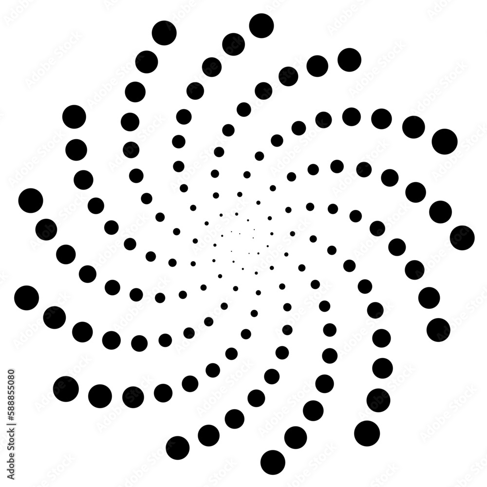 Dotted Fibonacci phyllotaxis spiral patterns in vector. Mathematical