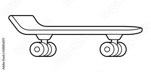 Illustration of skateboard. Monochrome cute icon. Creative symbol in cartoon style.