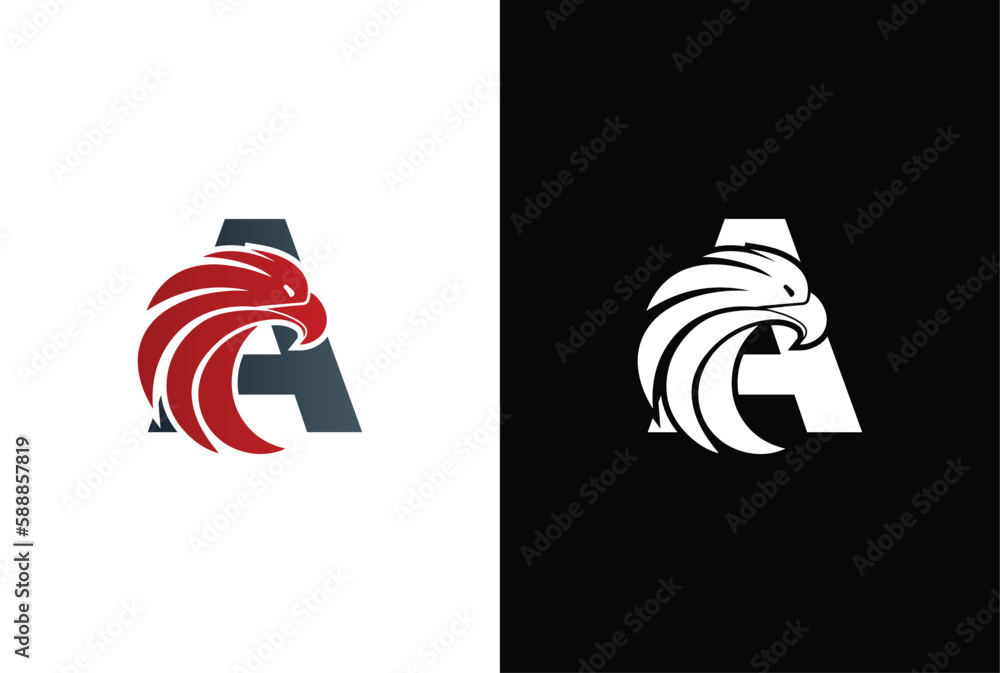 Initial A Letter Eagle Logo Icon with Creative Eagle Head. Letter A ...