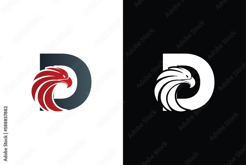 Initial D Letter Eagle Logo Icon with Creative Eagle Head. Letter D ...