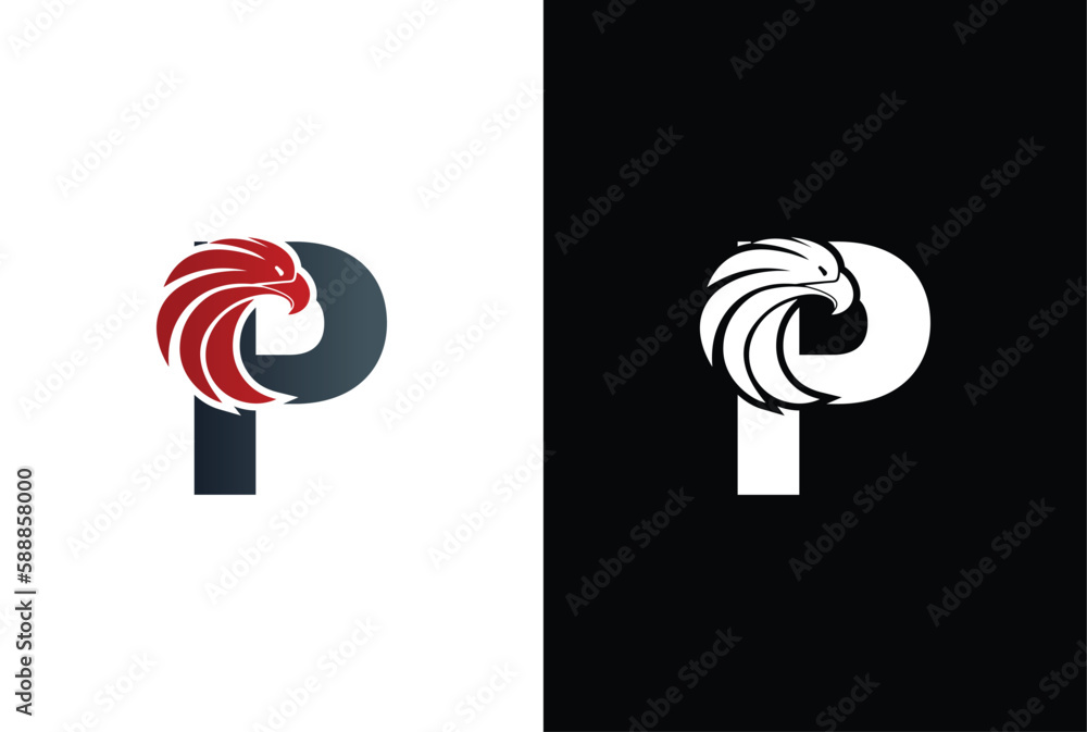 Vetor de Initial P Letter Eagle Logo Icon with Creative Eagle Head ...