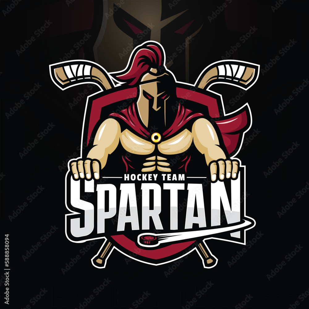 spartan mascot ice hockey logo design