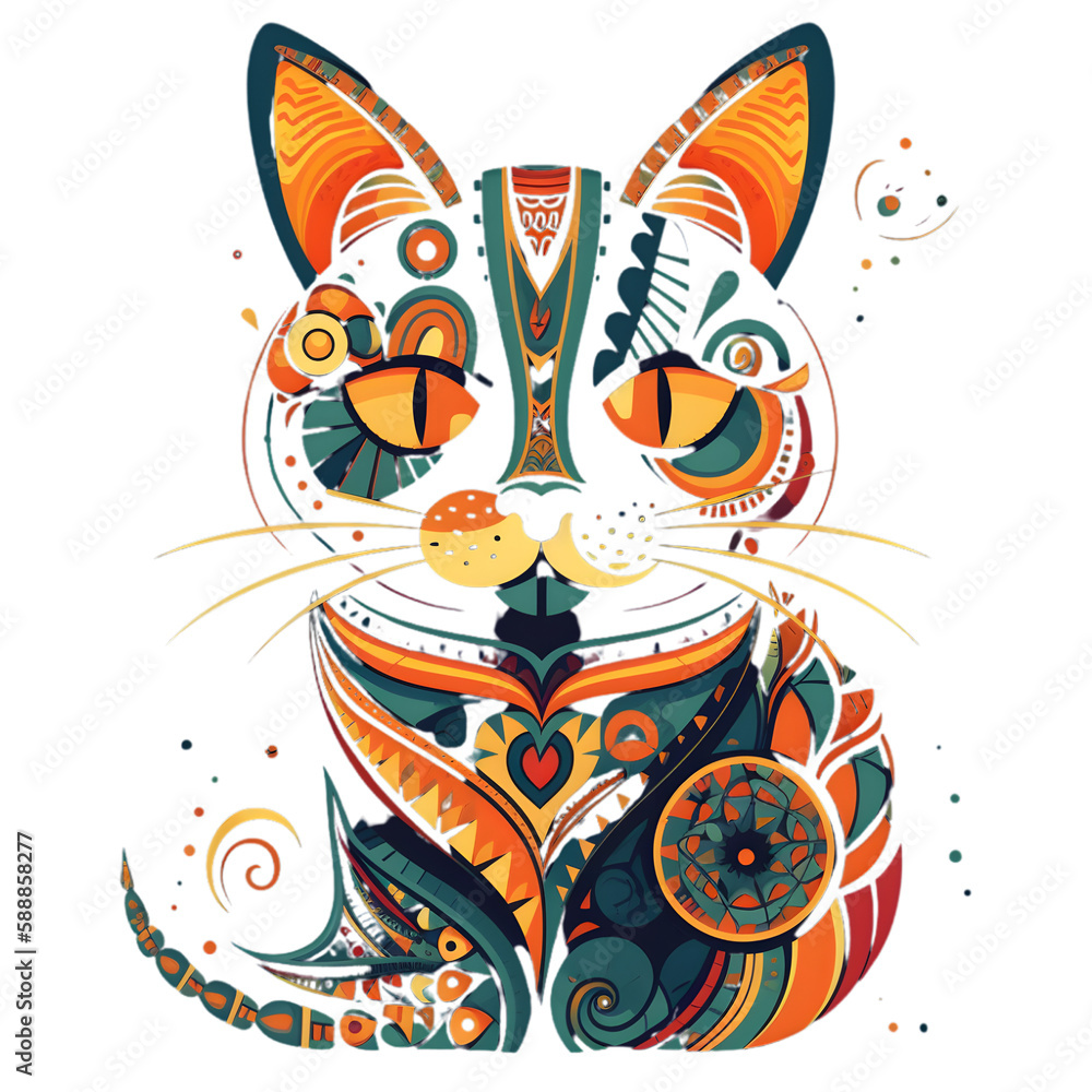 Cute Cat with color and looking at us Cute Cat with color and looking at us
