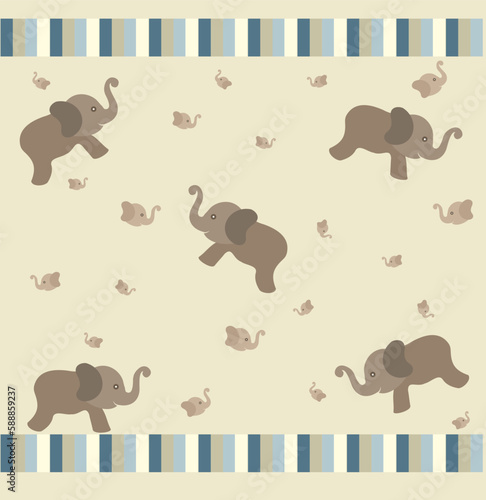 Elephant vector background.Сhildish pattern with little elephant, baby shower greeting card. Animal seamless background, cute vector texture for kids bedding, fabric, wallpaper, wrapping paper, textil