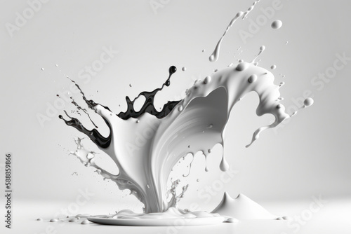 Splash milk on white background, Generative AI