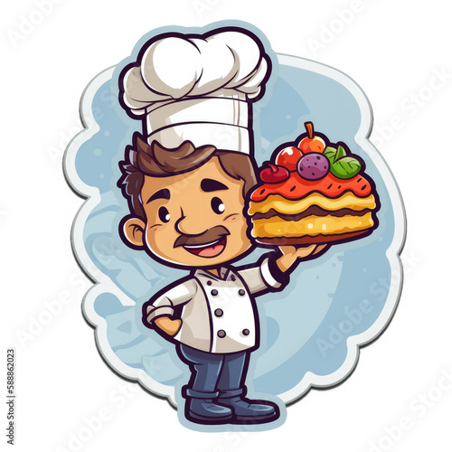 chef with cake  logo  restaurant  cafe  AI generated